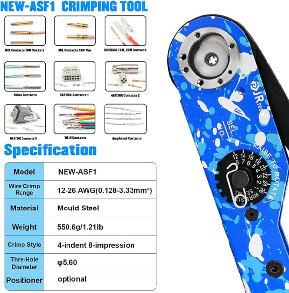 обжимной инструмент jrready new-asf1 m22520/1-01 для проводов 12-26 awg фото